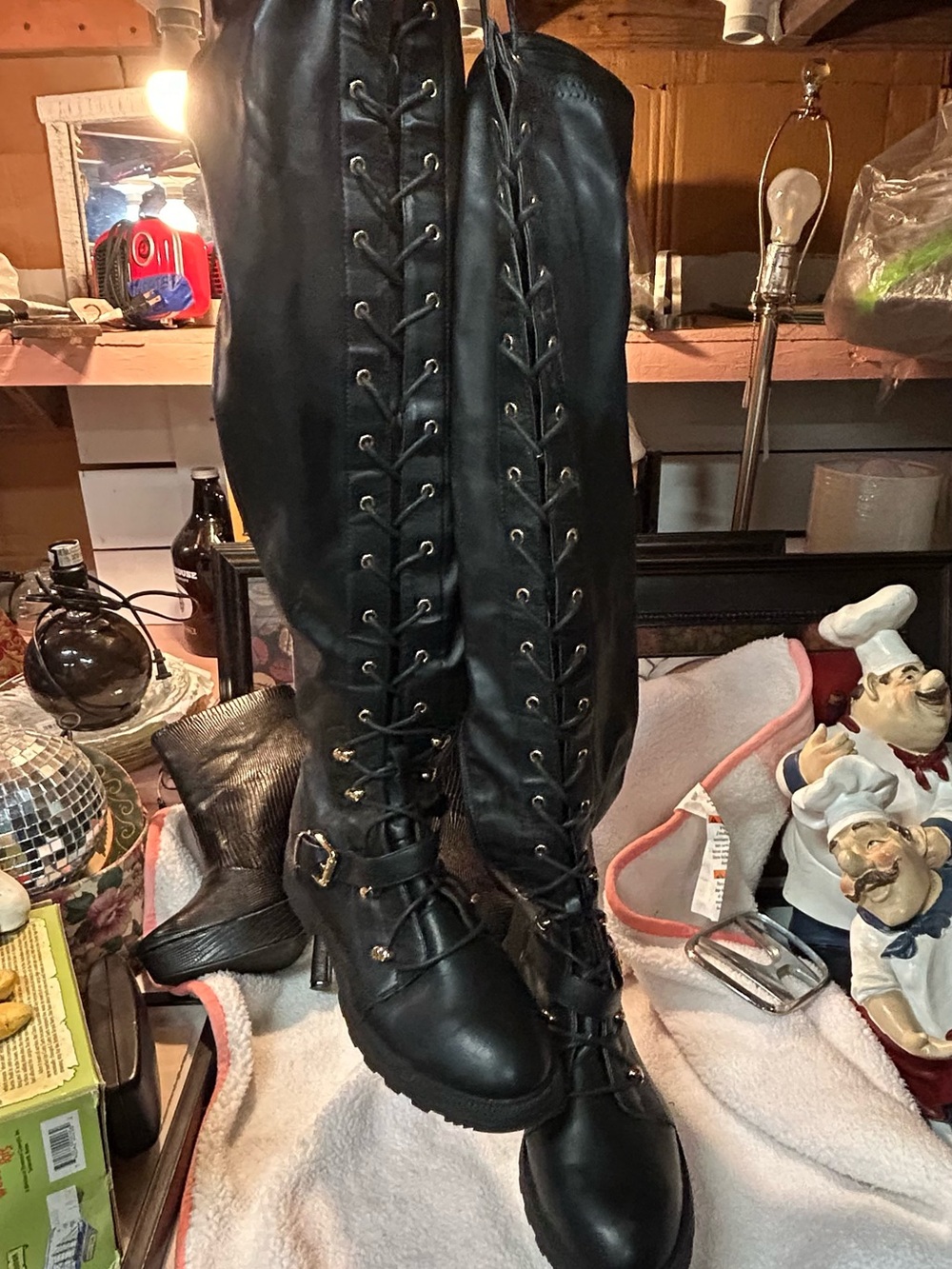 Black Lace-Up Knee High Boots - Women's Lace Up Boots